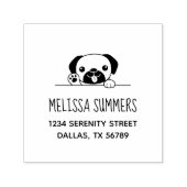 アドレスの上から覗く明るいパグ犬 セルフインキングスタンプ (デザイン)