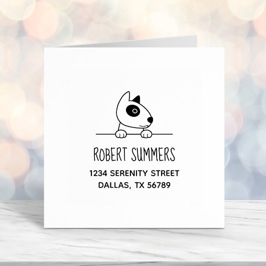 アドレスの上を覗く可愛いブルテリア犬 セルフインキングスタンプ