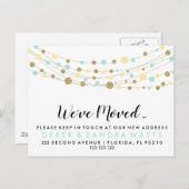 アドレスの変更が移動された金ゴールドグリッター青 案内ポストカード (正面/裏面)