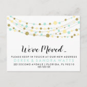 アドレスの変更が移動された金ゴールドグリッター青 案内ポストカード (正面)