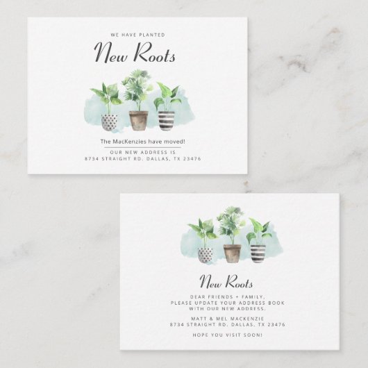 アドレスの変更に関する新しいルーツの発表 名刺 (正面/裏面)