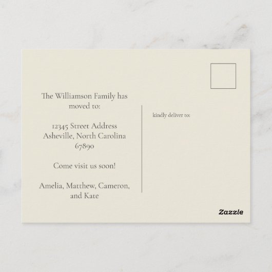 アドレスの変更のミニマリスト ポストカード (裏面)