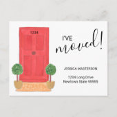 アドレスの変更を移動した赤いドアの水色 案内ポストカード (正面)