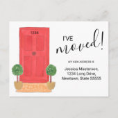 アドレスの変更を移動した赤いドアの水色 案内ポストカード (正面)