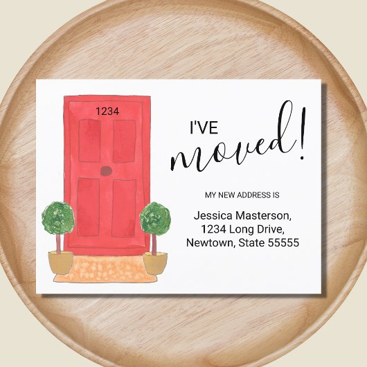 アドレスの変更を移動した赤いドアの水色 案内ポストカード