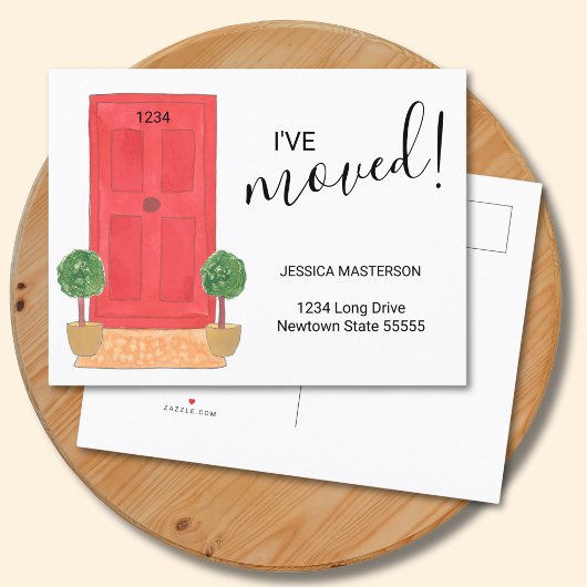 アドレスの変更を移動した赤いドアの水色 案内ポストカード