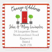 アドレスの変更ステッカーのフロントドア赤い輝き スクエアシール (正面)