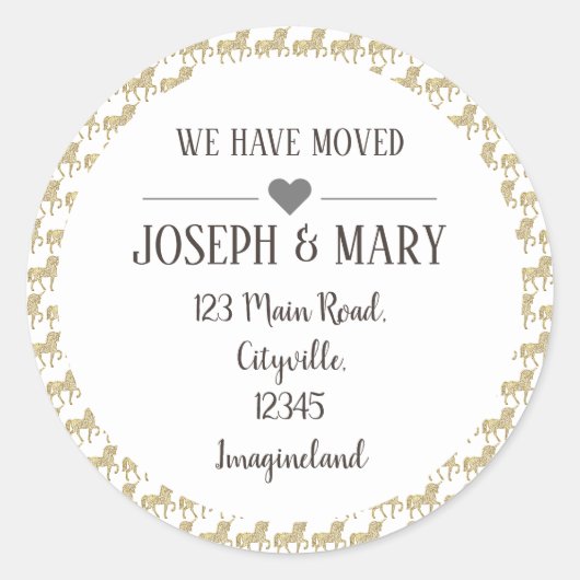 アドレスの変更ピンクのユニコーンパターン ラウンドシール (正面)