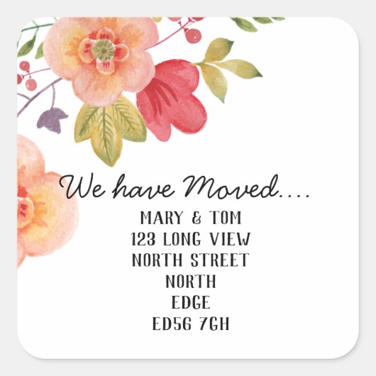 アドレスの変更フローラオレンジ スクエアシール (正面)