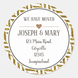 アドレスの変更ブラック金ゴールドヘリンボーンモダン ラウンドシール