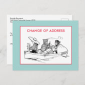 アドレスの変更ヴィンテージボートトラベラーズミントブルー 案内ポストカード (正面/裏面)