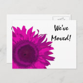 アドレスの明るいピンクのひまわり変更 案内ポストカード (正面/裏面)