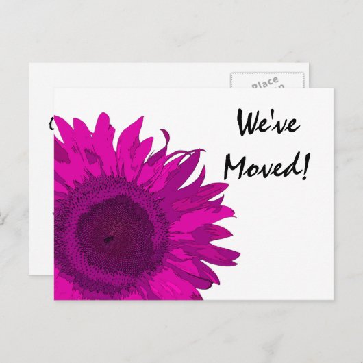 アドレスの明るいピンクのひまわり変更 案内ポストカード (正面/裏面)