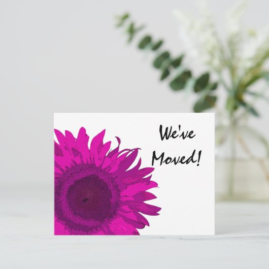 アドレスの明るいピンクのひまわり変更 案内ポストカード (スタンド正面)