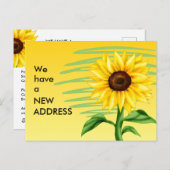 アドレスの明るい黄色のひまわり変更 案内ポストカード (正面/裏面)