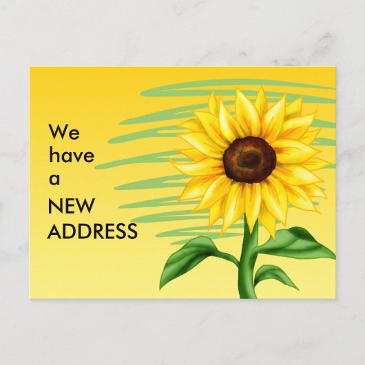 アドレスの明るい黄色のひまわり変更 案内ポストカード (正面)