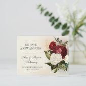 アドレスの赤い白のヴィンテージフローラ変更 ポストカード (スタンド正面)