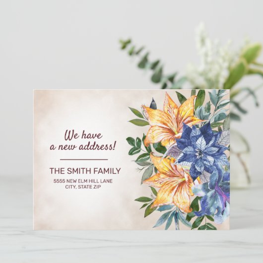 アドレスの青オレンジタイガーリリーフローラ変更 案内状 (スタンド正面)