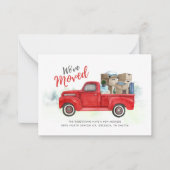 アドレスを移動するレッドトラックの移動発表 ノートカード (正面)