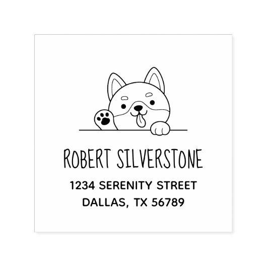アドレスを覗く明るい犬 セルフインキングスタンプ (デザイン)
