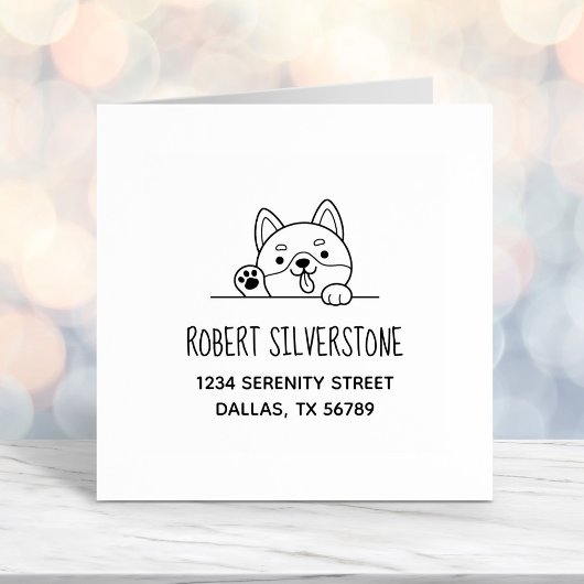 アドレスを覗く明るい犬 セルフインキングスタンプ