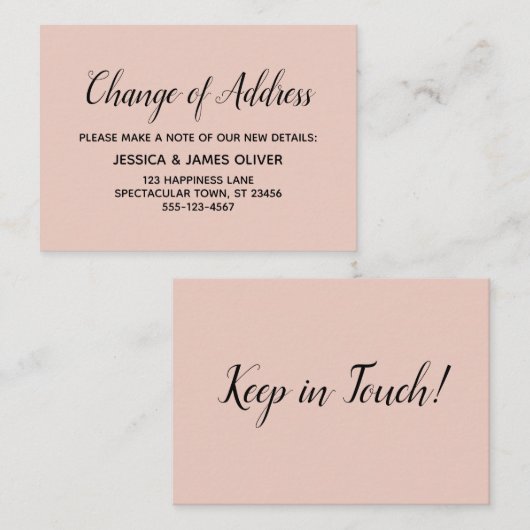 アドレスエレガントの変更ミニマル赤面ピンクカード エンクロージャーカード (正面/裏面)