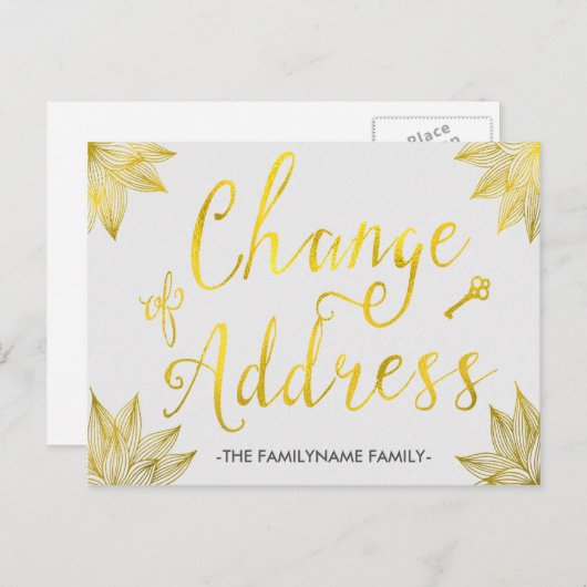 アドレスエレガントフェイクポストカードの金の箔変更 案内ポストカード (正面/裏面)