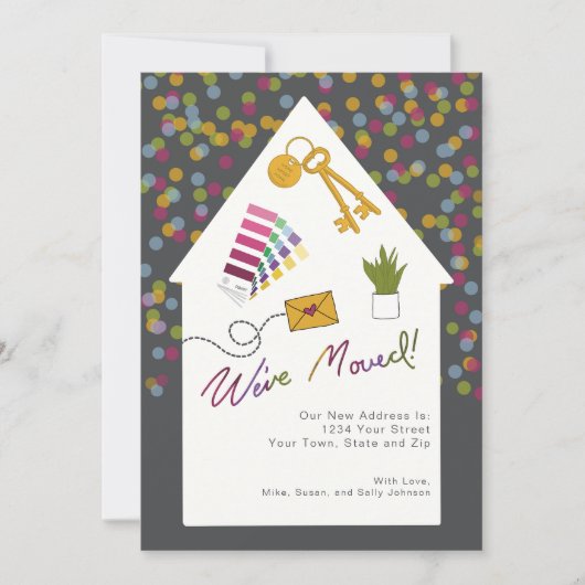 アドレスカラフルカードの引っ越しました変更 招待状 (正面)