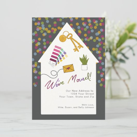 アドレスカラフルカードの引っ越しました変更 招待状 (スタンド正面)