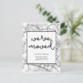 アドレスマップの変更デザイン白黒 案内ポストカード (スタンド正面)