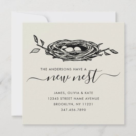 アドレスモダンの移動の新しいネストホームの変更 案内状 (正面)