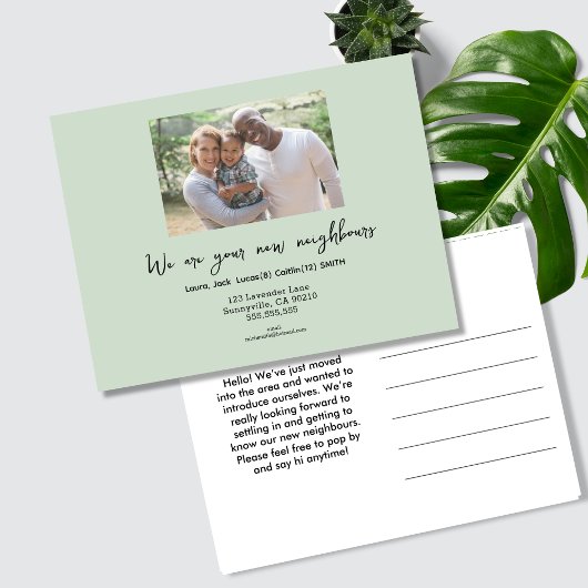 アドレスモダンカードの緑の変更 – 引っ越しました 案内ポストカード