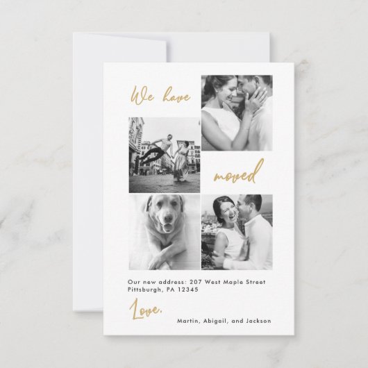 アドレスモダン写真の金ゴールドマップ変更 サンキューカード (正面)