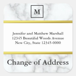 アドレスモノグラムのの白い大理石の外観の変更 スクエアシール