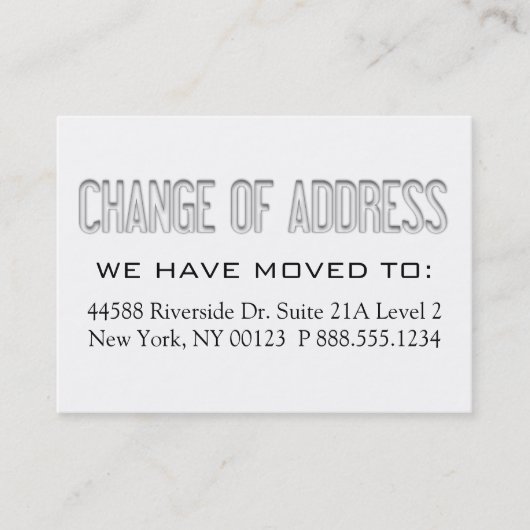"アドレス変更の"通告のラベル 名刺 (正面)