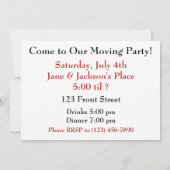 アドレス変更または引っ越し祝いパーティーのパーティーのリス 招待状 (裏面)