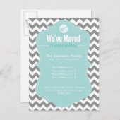 アドレス引っ越しましたの青い変更 案内ポストカード (正面/裏面)
