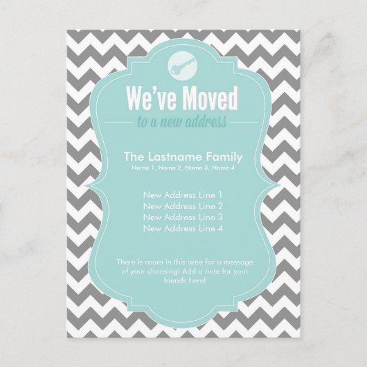 アドレス引っ越しましたの青い変更 案内ポストカード (正面)