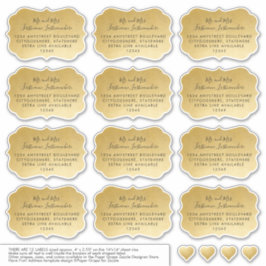 アドレス指定ゲスト宛名ラベルブラケット形状金ゴールド シール