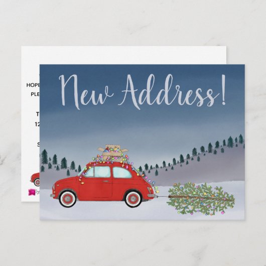 アドレス発表Fiat 500クリスマスツリー ポストカード (正面/裏面)