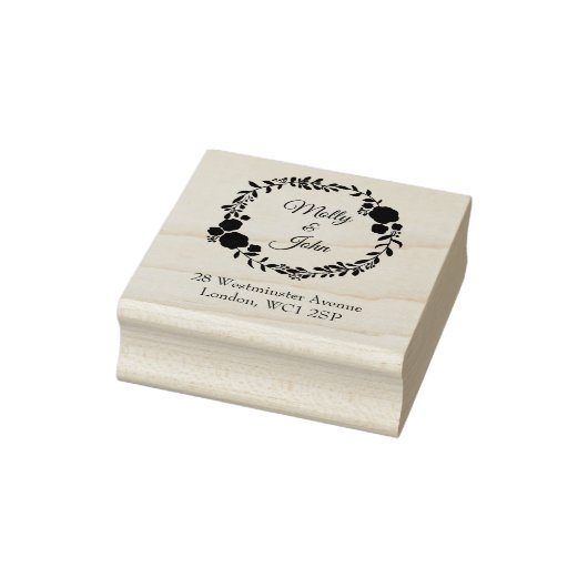 アドレス素朴モノグラムリースカスタムウェディング ラバースタンプ (スタンプ)