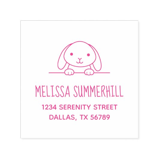 アドレス2の上に覗いている可愛いウサギ セルフインキングスタンプ (デザイン)