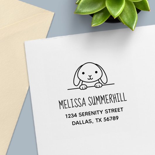 アドレス2の上に覗いている可愛いウサギ セルフインキングスタンプ