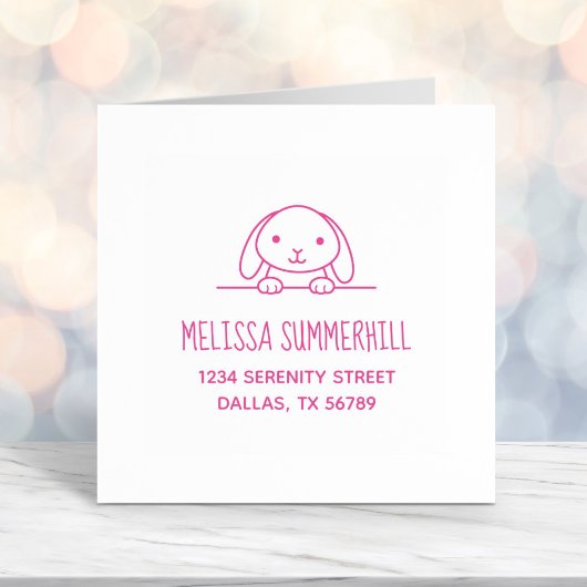 アドレス2の上に覗いている可愛いウサギ セルフインキングスタンプ