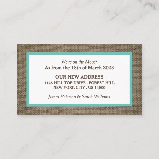 アドレス・カードのサンドドルとバーラップの変更 名刺 (裏面)