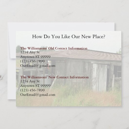 アドレス・カードのプライベート・おもしろい変更:無料アプライアンス 案内状 (裏面)