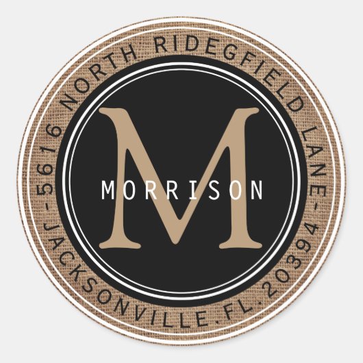 アドレス、ブラックとタンラップのモノグラム ラウンドシール (正面)