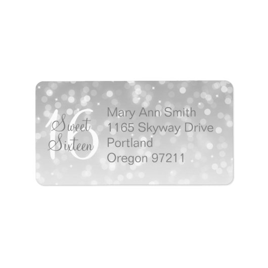 アドレスSweet 16誕生日シルバースパークルライト ラベル (正面)