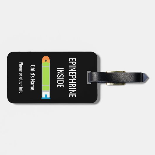 アドレナリンのイメージの子供のナットのアレルギー警報 ラゲッジタグ (裏面横)