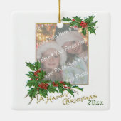 アド・ア・フォト ヴィンテージ ハッピー クリスマス ホリデー カード セラミックオーナメント (裏面)